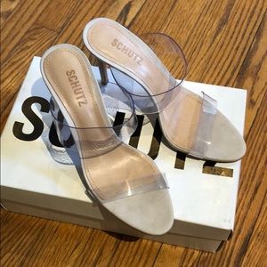 Schutz Clear Strap High-Heel Slide